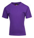 A purple kid's regular T-shirt with short sleeves and a logo on the neckline.