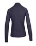 A dark grey women's jacket with long sleeves and a high collar, featuring a subtle logo. A dark grey women's jacket with long sleeves and a high collar, featuring a subtle logo.