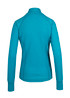 A teal women's jacket with a high collar and long sleeves, featuring a sleek design and fitted silhouette. A teal women's jacket with a high collar and long sleeves, featuring a sleek design and fitted silhouette.