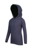 A navy hoodie for kids with a large hood and long sleeves, featuring a plain design. A navy hoodie for kids with a large hood and long sleeves, featuring a plain design.