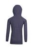 A dark grey hoodie featuring a hood and long sleeves, designed for kids. It has a simple, unadorned back. A dark grey hoodie featuring a hood and long sleeves, designed for kids. It has a simple, unadorned back.