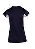 A Women's Accelerator Cool-Dry T-shirt in navy and white with a logo, featuring a fitted design and short sleeves.