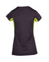 A black Women's Accelerator Cool-Dry T-shirt with lime green side panels. The shirt features a logo.