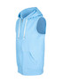 A light blue sleeveless zip hoodie featuring a hood, pockets, and a logo. Part of the Greatness Range. A light blue sleeveless zip hoodie featuring a hood, pockets, and a logo. Part of the Greatness Range.