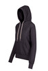 A charcoal grey hoodie with a front pocket and drawstring hood. It features long sleeves and has a logo.