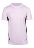 A white men's T-shirt with black side accents and a logo at the chest area. Made from cool-dry material.