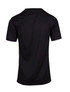 A black men's cool dry T-shirt featuring short sleeves and a back view. Includes a logo.