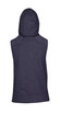 Sleeveless zip hoodie in a dark heather colour, featuring a hood and a branded logo. Sleeveless zip hoodie in a dark heather colour, featuring a hood and a branded logo.
