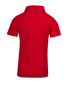 A red kid's pique polo shirt featuring a collar and short sleeves, with no visible branding.