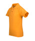 A kid's pique polo shirt in bright yellow, featuring a classic collar and short sleeves. It has a logo on the chest.