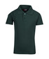 A green kid's pique polo shirt with a classic collar and button placket. It features a logo on the front.