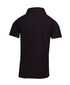 A black kid's pique polo shirt featuring a classic collar. The back view highlights the neat design. A black kid's pique polo shirt featuring a classic collar. The back view highlights the neat design.