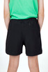 Kids' FLEX shorts in black featuring a back zip pocket and an elastic waistband, perfect for active wear.