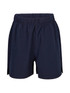 Navy kids' FLEX shorts featuring a comfortable elastic waistband and a four-way stretch design.