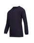 A navy long sleeve T-shirt for kids with a round neck and fitted sleeves. It has a simple design. A navy long sleeve T-shirt for kids with a round neck and fitted sleeves. It has a simple design.