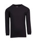A black long sleeve T-shirt for kids, featuring a simple design and soft fabric. It has a branding logo on the tag. A black long sleeve T-shirt for kids, featuring a simple design and soft fabric. It has a branding logo on the tag.