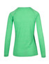 A green long sleeve T-shirt made of heather fabric, featuring a simple design and a back view.