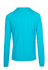 A long sleeve t-shirt in heather turquoise, featuring a simple design and a logo on the back.