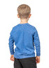 A blue stone wash long sleeve T-shirt for kids, featuring a simple design and no visible logos.