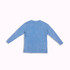A blue kid's long sleeve t-shirt with a stone wash finish, featuring a simple back design and a logo.