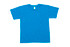 A blue bamboo cotton T-shirt with short sleeves and a round neckline, featuring a small logo. A blue bamboo cotton T-shirt with short sleeves and a round neckline, featuring a small logo.