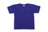 A purple bamboo cotton T-shirt with a plain design and a tag label inside. A purple bamboo cotton T-shirt with a plain design and a tag label inside.