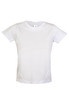 A white Kids Accelerator Cool-Dry T-shirt with short sleeves and a logo on the label.