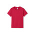 A red Kids Accelerator Cool-Dry T-shirt with short sleeves and a sleek fit. The shirt features a logo.