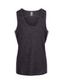A black sleeveless singlet made from 100% polyester, featuring a logo on the label.
