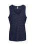 A navy blue kids' singlet made from 100% polyester, featuring a logo on the label.