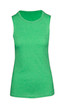 A sleeveless green women's tee from the Greatness Range, featuring a simple design and a logo.