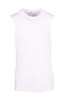 A white sleeveless tee from the Greatness Range, featuring a simple design and a logo. A white sleeveless tee from the Greatness Range, featuring a simple design and a logo.