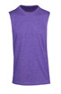 A purple sleeveless tee from the Greatness Range, featuring a simple design and a logo.
