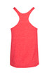 A red athletic T-back singlet with a plain back design and a logo on the fabric.