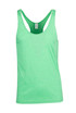 A green athletic T-back singlet featuring a simple design and a regular fit. It has a logo on the label.
