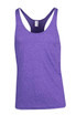 A purple athletic T-back singlet with a scoop neck and a simple design. It features a logo on the label.
