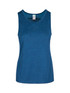A blue women's singlet made of 100% polyester, featuring a classic sleeveless design and a logo.