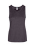 A women's singlet in a dark grey shade made from 100% polyester, featuring a simple design and a logo.