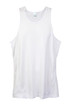 A white men's singlet featuring a sporty design and logo, made from Cool Dry fabric.