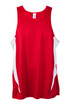 A red singlet with white side panels, featuring a logo. Perfect for sports and casual wear.