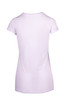 A light purple women's athletic T-shirt with short sleeves and a plain back, featuring a small logo. A light purple women's athletic T-shirt with short sleeves and a plain back, featuring a small logo.
