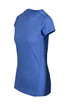 A women's athletic T-shirt in a vibrant blue colour with short sleeves and a fitted design. It features a logo. A women's athletic T-shirt in a vibrant blue colour with short sleeves and a fitted design. It features a logo.