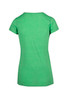 A green women's athletic t-shirt with short sleeves and a fitted design. The back view displays a simple style. A green women's athletic t-shirt with short sleeves and a fitted design. The back view displays a simple style.