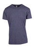 A navy heather t-shirt with a classic crew neck design. It features a small logo on the label.
