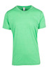 A green heather T-shirt with a classic crew neck and short sleeves, featuring a logo.