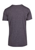 A heather dark grey t-shirt with a plain back, featuring a logo on the upper back.