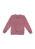 A dusty rose Kids' Stone Wash Sweatshirt with a standard crew neck and long sleeves, featuring a logo on the back.