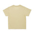 A light beige kids' t-shirt with short sleeves, featuring a solid back and a logo.