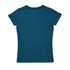 A teal women's T-shirt with a fitted design and short sleeves, featuring a logo on the back.