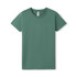 A green women's t-shirt with a classic crew neckline and short sleeves, featuring a logo.